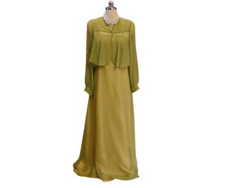 1940s Evening Gown & Chiffon Jacket Set: Carol Gowns Mr. Walter Chicago NOS