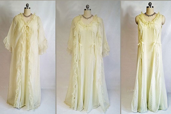 Vintage Swissette Originals Peignoir & Nightgown … - image 1
