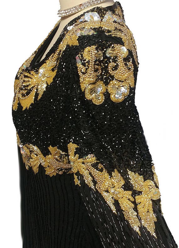 Spectacular Vintage Black & Gold Sparkling Sequin… - image 5