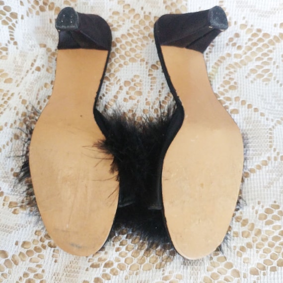 Vintage Flirto Black Marabou High Heel Bedroom Sl… - image 6