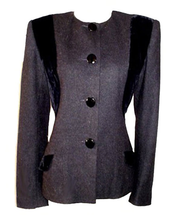 Vintage Jacqueline de Ribes Velvet & Wool Jacket … - image 2