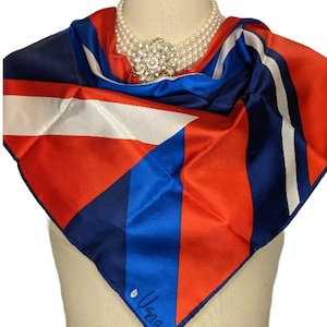 Vintage 60s 70s Vera Red White and Blue Scarf with Ladybug  Perfect for a 4th of July Affair Gift for Her Gift for Her