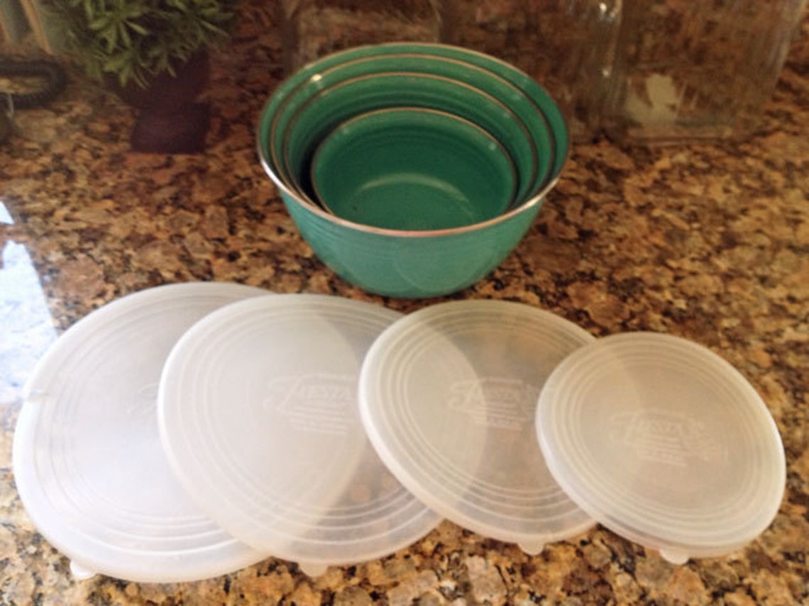 Rare Retired Fiestaware Bowls w Lids Genuine Turquoise Aqua Etsy