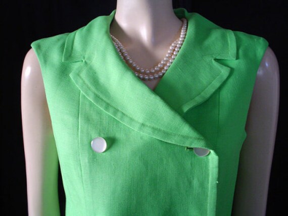 Vintage I Magnin Dress Lime Luscious Linen Prince… - image 3