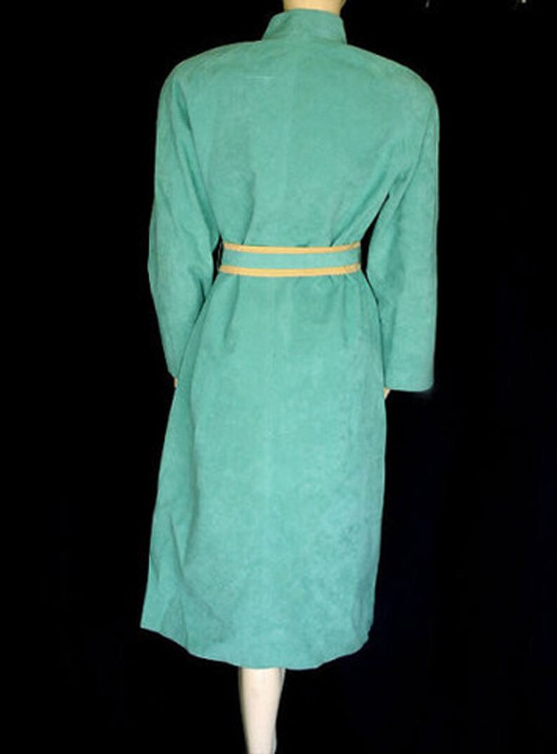 SALE Vintage Turquoise /& Buckskin Look Ultrasuede Coat designer coat 70s coat wrap coat fall coat