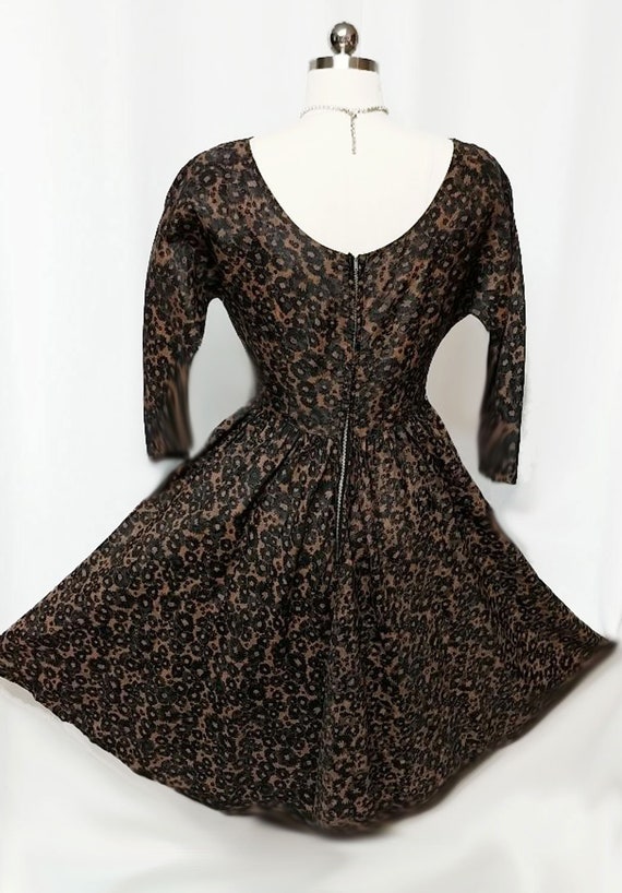 Vintage 50s Black Copper Cocktail Dress Sprinkled… - image 5