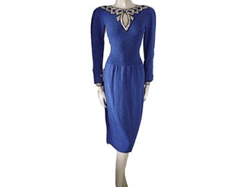 Vintage Don Sayres Wellmore Santana Knit Dress Bow with Silver Nailheads