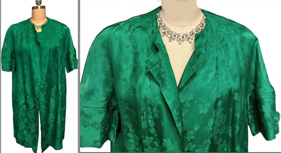 Monochrome Jacquard Down Coat in Vintage Emerald