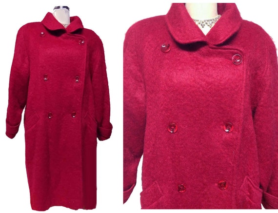 Vintage George David Fashions Scarlet Mohair Coat