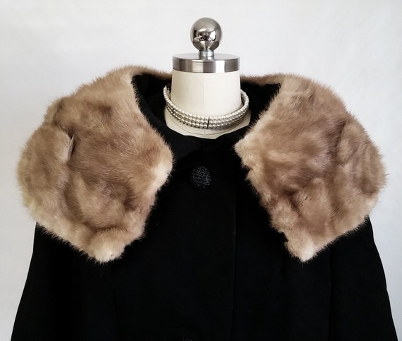 Vintage Coat Jacket Scalloped Mink Double Collar … - image 2