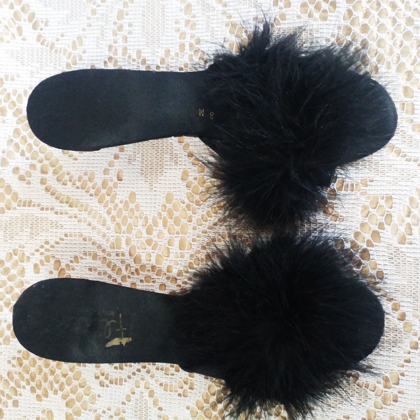 SALE Vintage Flirto Black Marabou High Heel Bedroom Slippers | Etsy