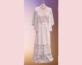 Deena Pale Pink Lacey Satin Peignoir & Gown Set
