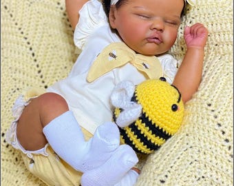 Handgemaakte herboren pop, 18 inch gewogen Afro-Amerikaans babymeisje, kunstpoppenverzamelaars
