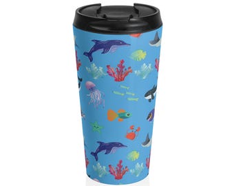 Onderwater Sea Life roestvrijstalen reismok | Patroon oceaandieren
