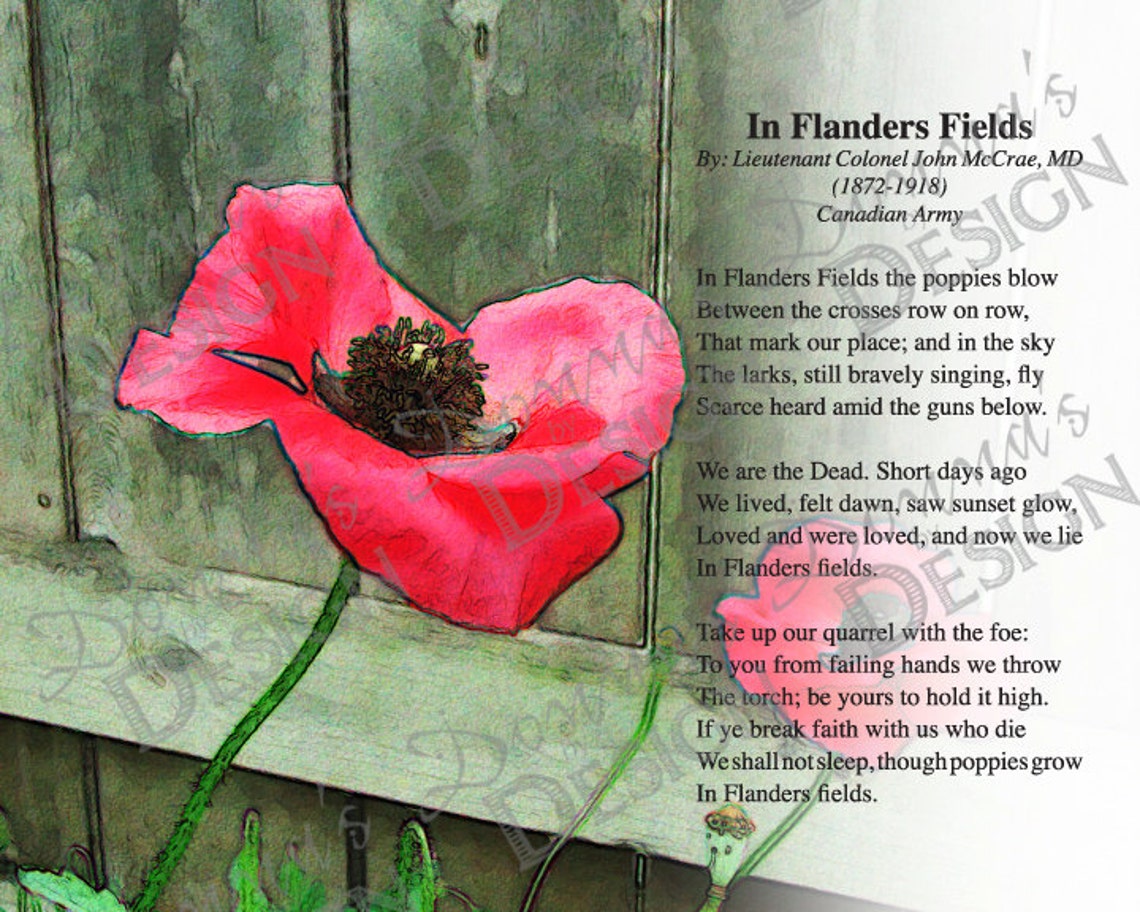 Print of Poem In Flanders Fields 8x10 inches Etsy