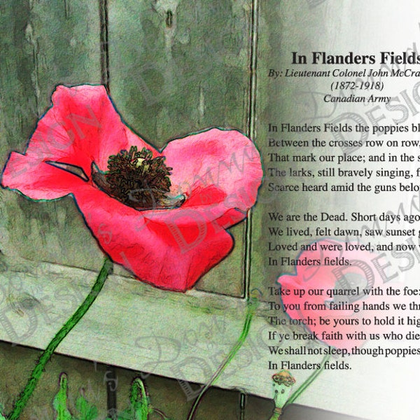 Print of Poem "In Flanders Fields" - 8x10 inches
