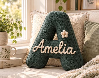 Cuscino personalizzato con lettera, cuscino con alfabeto personalizzato, cuscino in peluche con iniziale, decorazione per la cameretta, regalo di compleanno per bambini