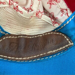 True Religion VTG The Buddha rode en leren distressed hoed Y2K rood blauw ZELDZAAM afbeelding 10