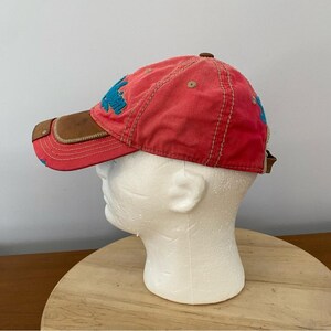 True Religion VTG The Buddha rode en leren distressed hoed Y2K rood blauw ZELDZAAM afbeelding 6