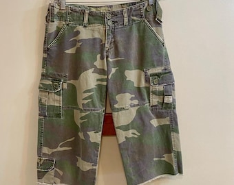 Abercrombie & Fitch Camo Cargo Shorts 0 Military Paratrooper Baggy Grunge VTG
