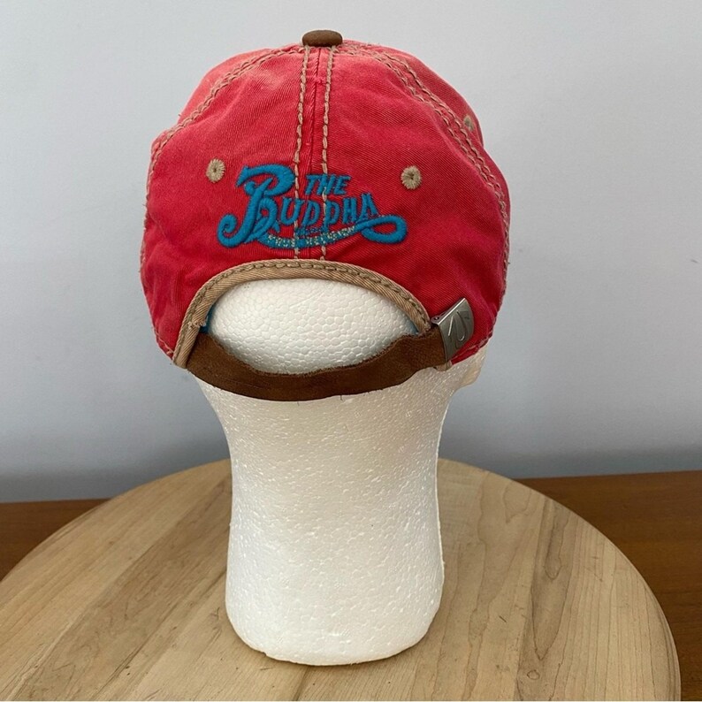 True Religion VTG The Buddha rode en leren distressed hoed Y2K rood blauw ZELDZAAM afbeelding 5