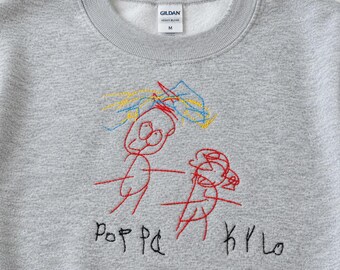 Custom Embroidered Kids Drawing Sweatshirt - Personalized Kids Artwork Sweater - Christmas Gift, Sentimental Dad Gift From Kids