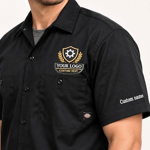 Chemise de mécanicien Dickies brodée personnalisée, chemise de travail avec logo, uniforme d'entreprise brodé, cadeau personnalisé pour homme