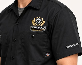 Anpassad broderad mekanikerskjorta från Dickies, arbetsskjorta med logotyp, broderad företagsuniform, personlig mekanikerskjorta, present till män