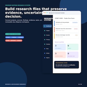 Notion Research Tracker | Due Diligence, Findings, Evidence Log (Digital Download)