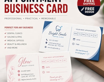 Biglietto d'appuntamento personalizzato con logo, stampa professionale per salone e clinica.