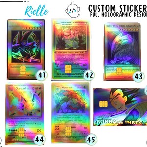 May include: A collection of six rectangular holographic stickers featuring various character illustrations, including Dark Magician, Blastoise, Blue-Eyes White Dragon, Charizard, Venusaur, and Vegeta with the text &iexcl;C&Oacute;BRATE INSECTO!. Each sticker includes a gold chip graphic.