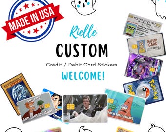 Custom Credit Debit Card Stickers, Vinyl Wrap Skins, Made in USA