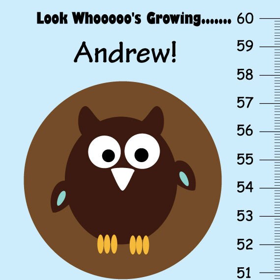 Look Who S Growing Personalized Owls Growth Chart Etsy