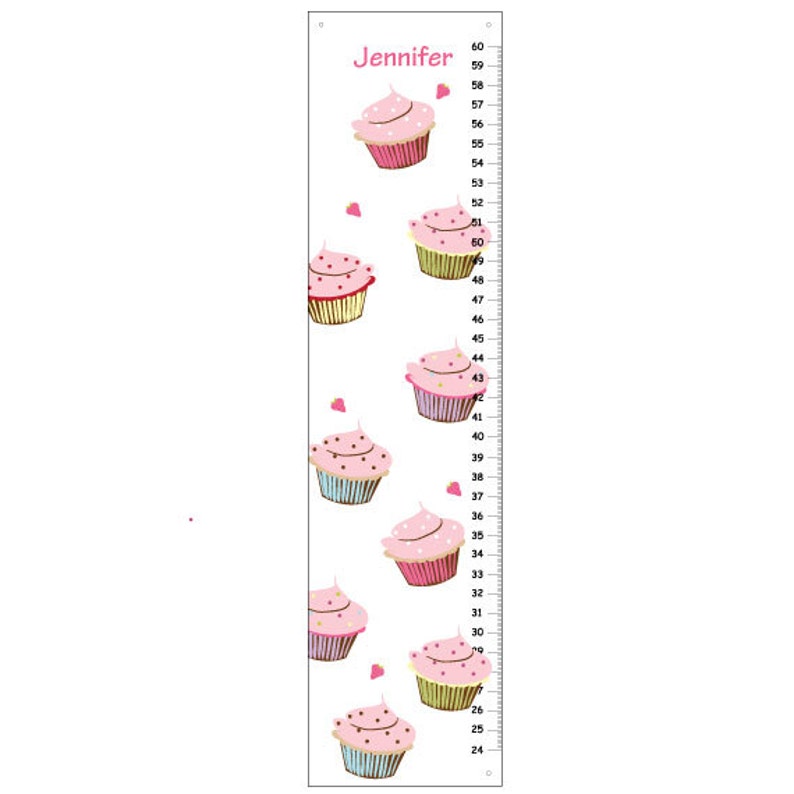 Cupcakes GIRL HEIGHT CHART Nursery Wall Art Etsy