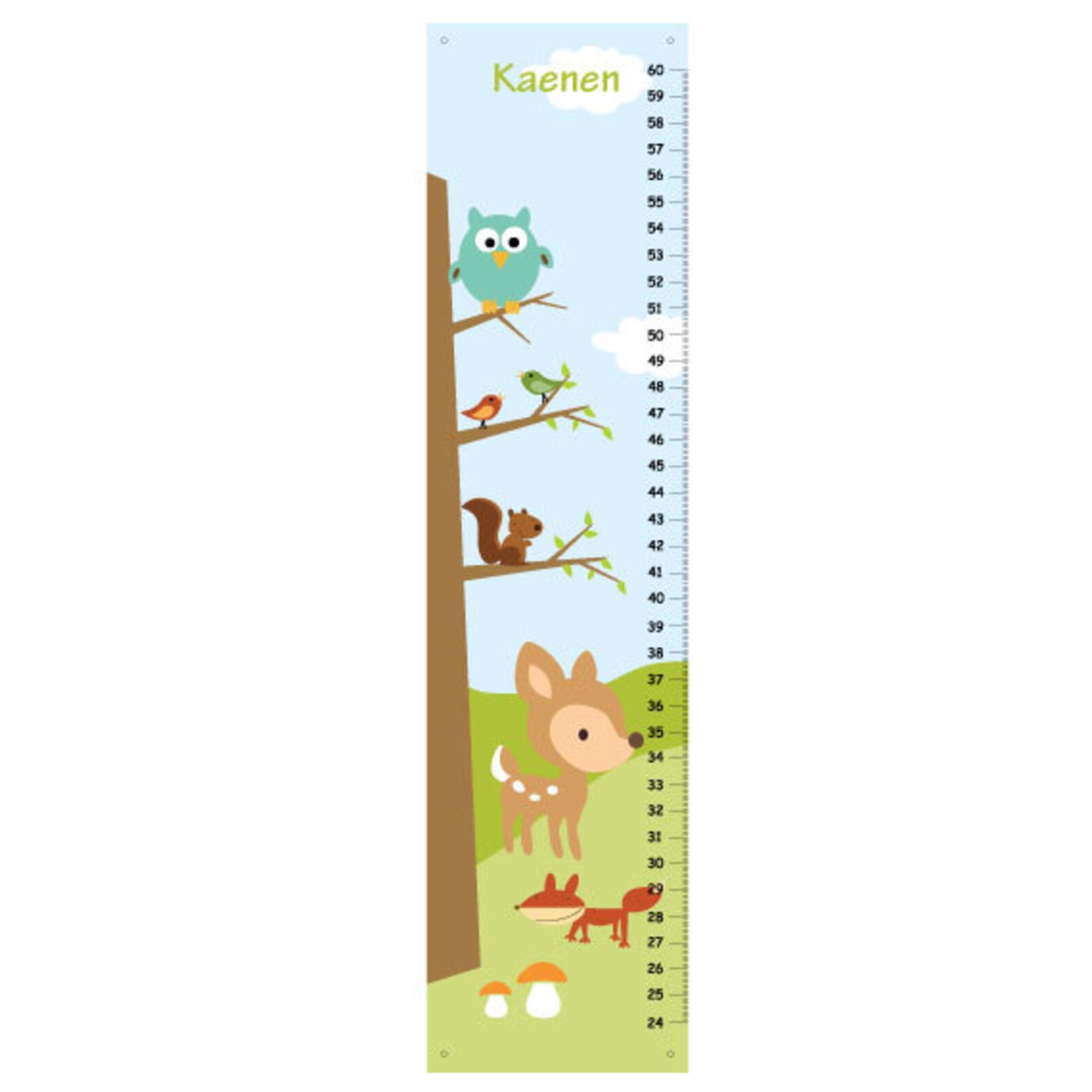 Deer GROWTH CHART Personalized Woodland Children Growth Chart Blue and
