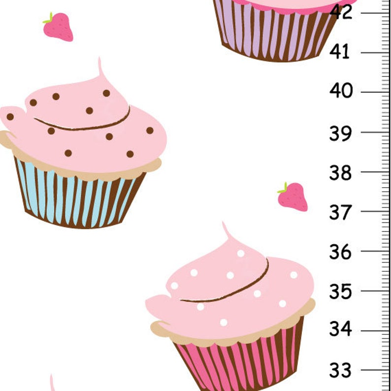 Cupcakes GIRL HEIGHT CHART Nursery Wall Art Etsy