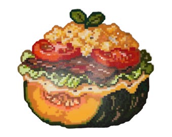 Sottobicchiere magnetico decorativo a forma di zucca in pixel art, realizzato a mano con perline Perler, ideale per appassionati di cibo e cultura geek.