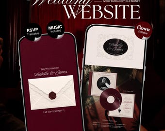 Burgundy & Ivory Wedding Website Template with RSVP, Music and Countdown Timer: Digital Wedding Template (Digital Download)