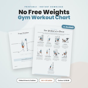 Machine Cable Workout Chart | Full Body Routine, Beginner Strength (PDF)
