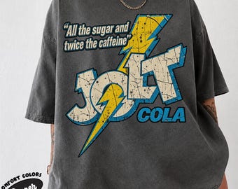 T-Shirt „Mehr Zucker, doppelt so viel Koffein“, Vintage-T-Shirt mit Blitzmotiv im Used-Look