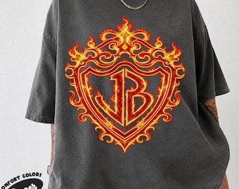 Jonas Burning Up Tour Shirt, Fire Shield JB Lettering Shirt