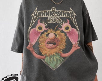 Retro Mahna Mahna Rock Parodie-T-Shirt, Pink Snowths Trio mit Used-Look-Blitzschriftzug