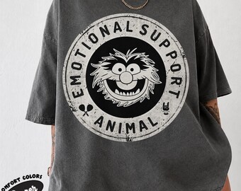 T-Shirt mit emotionalem Begleittier, Vintage-Schlagzeuger-Kreisabzeichen im Used-Look