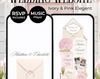 Old Money Wedding Website Template with RSVP, Countdown and Music | Classic Digital Invitation | Editable Canva Website (Digital Download)