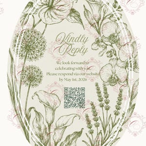 Wedding Suite |  Botanical Floral Invitation Set Canva Template | Swan art, Elegant (Digital Download)