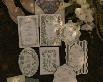 Wedding Suite, Botanical Canva Template, Swan Motif Digital Download