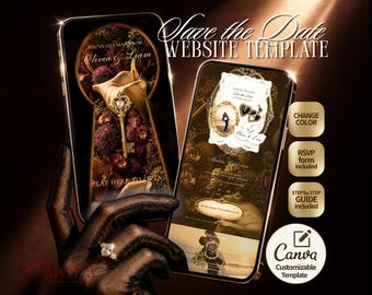 Wedding Website Canva Template | Secret Door & Vintage Lace | Old Money Vintage Romantic | Save the Date Website | Digital Invitation RSV