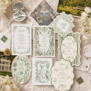 Wedding Suite |  Botanical Floral Invitation Set Canva Template | Swan art, Elegant (Digital Download)