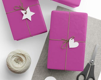 Effen neonroze inpakpapierrol, effen neonroze cadeaupapier, blanco kraftpapier, Kerstmis, verjaardag, bruiloft, vakantie, minimalistisch, roze