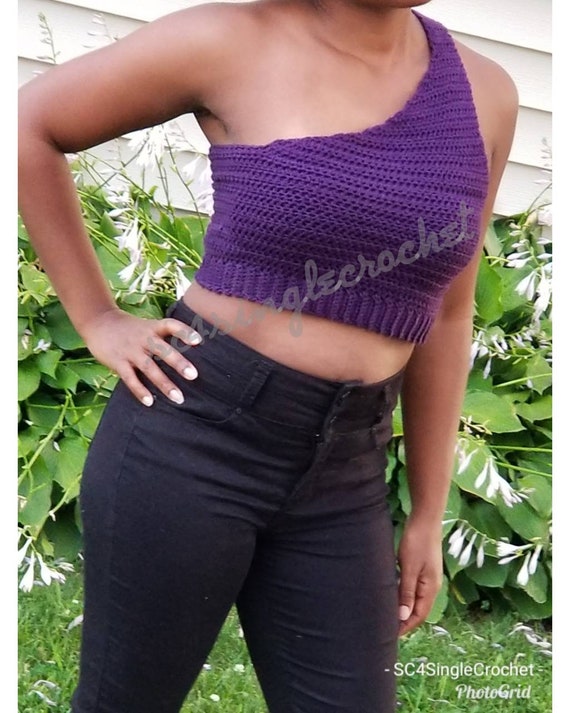 one shoulder crochet top
